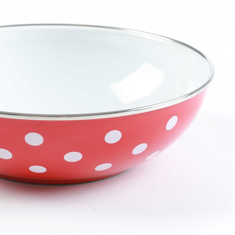 Nelesa 18cm Enamel Steel Bowl with Dots Pattern – Compact Durable Kitchen Bowl - Image 2