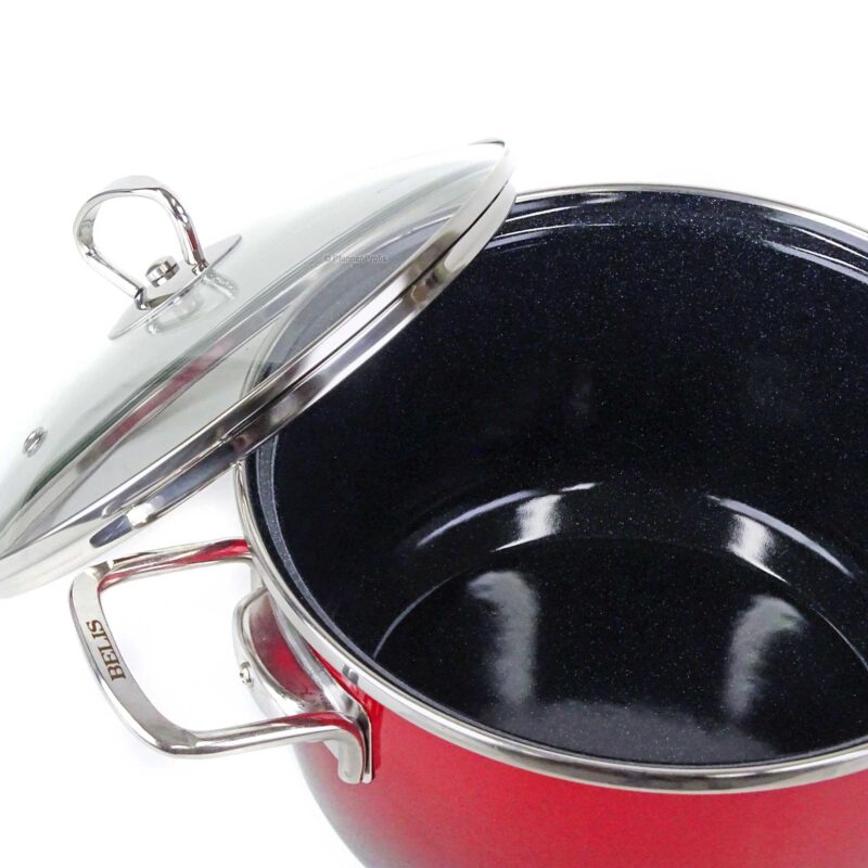 Nelesa 24cm Red Enamel Steel Cooking Pot – Premium Durable Saucepan - Image 4