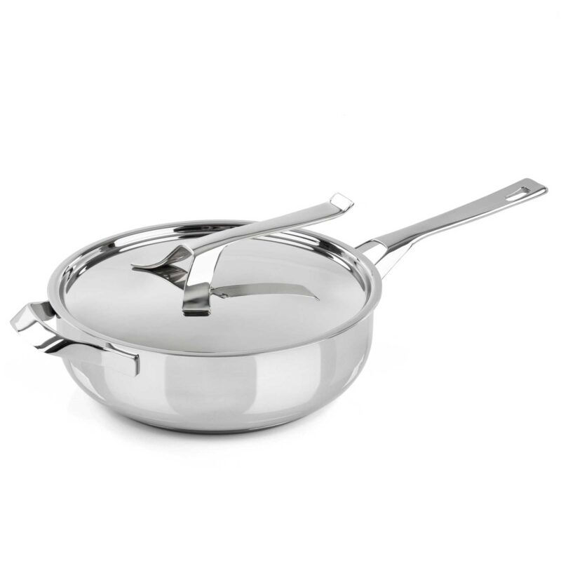 Nelesa 28cm Stainless Steel Braising Pan with Lid – 4.4L Capacity