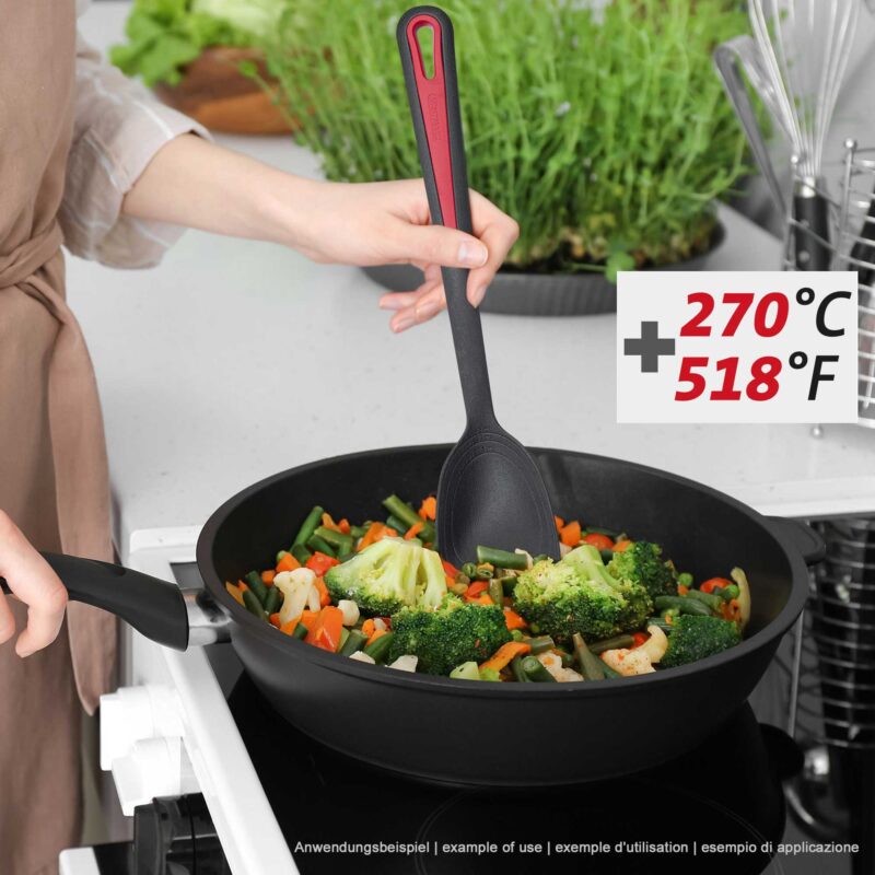 Nelesa Heat-Resistant Plastic Pan Spoon with Scraper Edge – Up to 270°C - Image 2