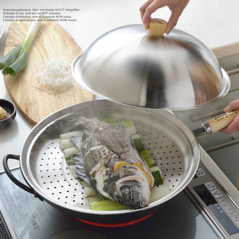 Nelesa 36cm Stainless Steel Steamer Insert for Wok - Image 2